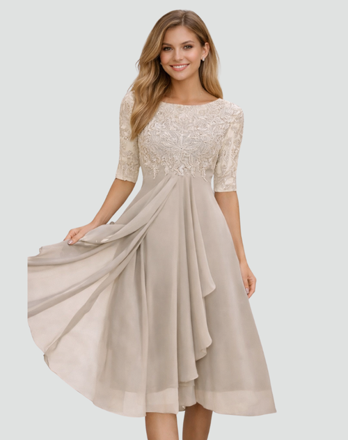 Blonde festkjole dame – Beige