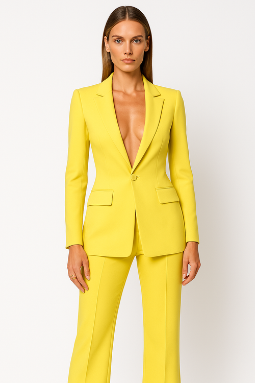 Blazer- og buksesæt dame – Gul