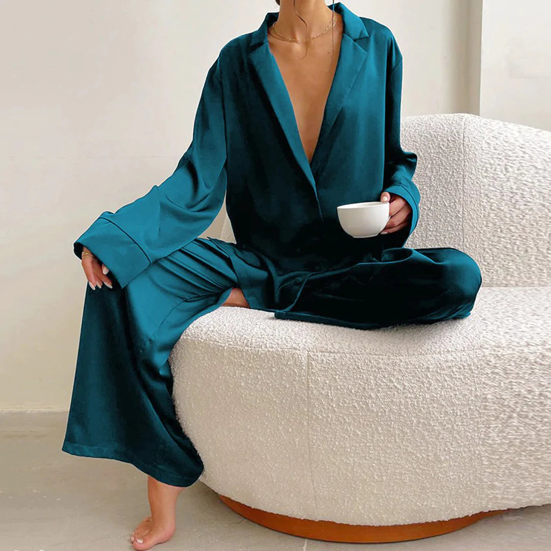 Pyjamassæt dame – Cyanblå