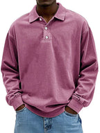 Herre langærmet polosweatshirt med knaplukning