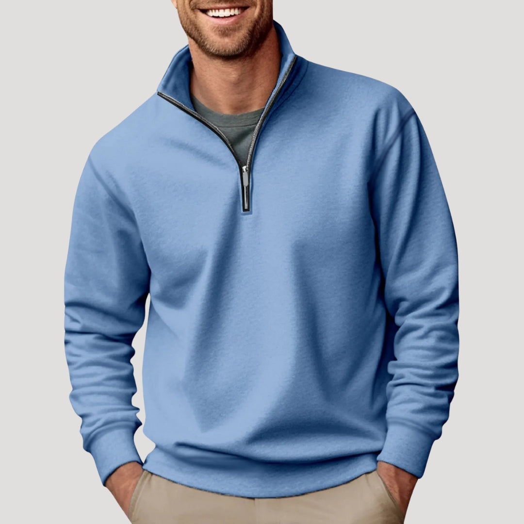 Herre quarter zip sweatshirt med høj krave
