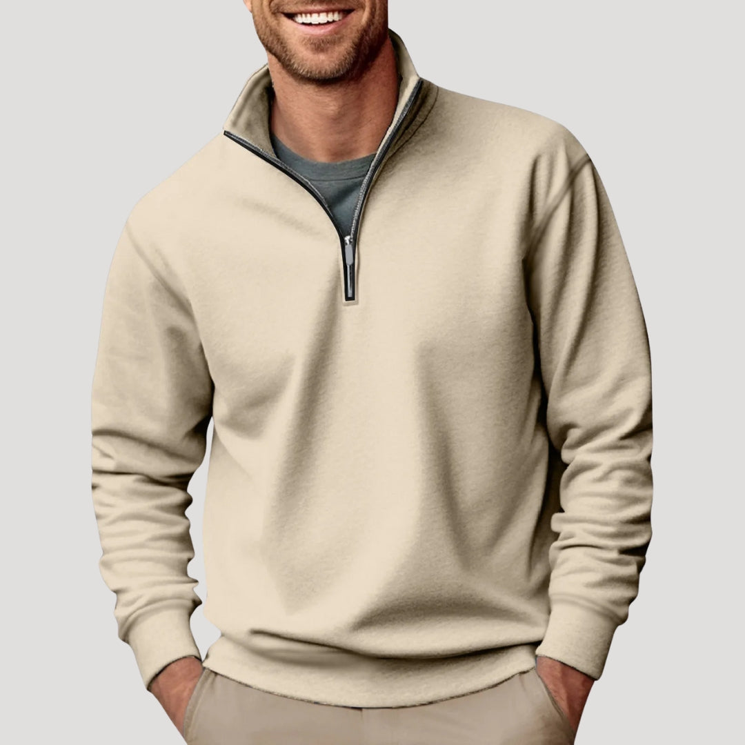 Herre quarter zip sweatshirt med høj krave