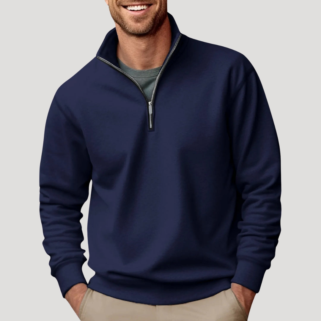 Herre quarter zip sweatshirt med høj krave