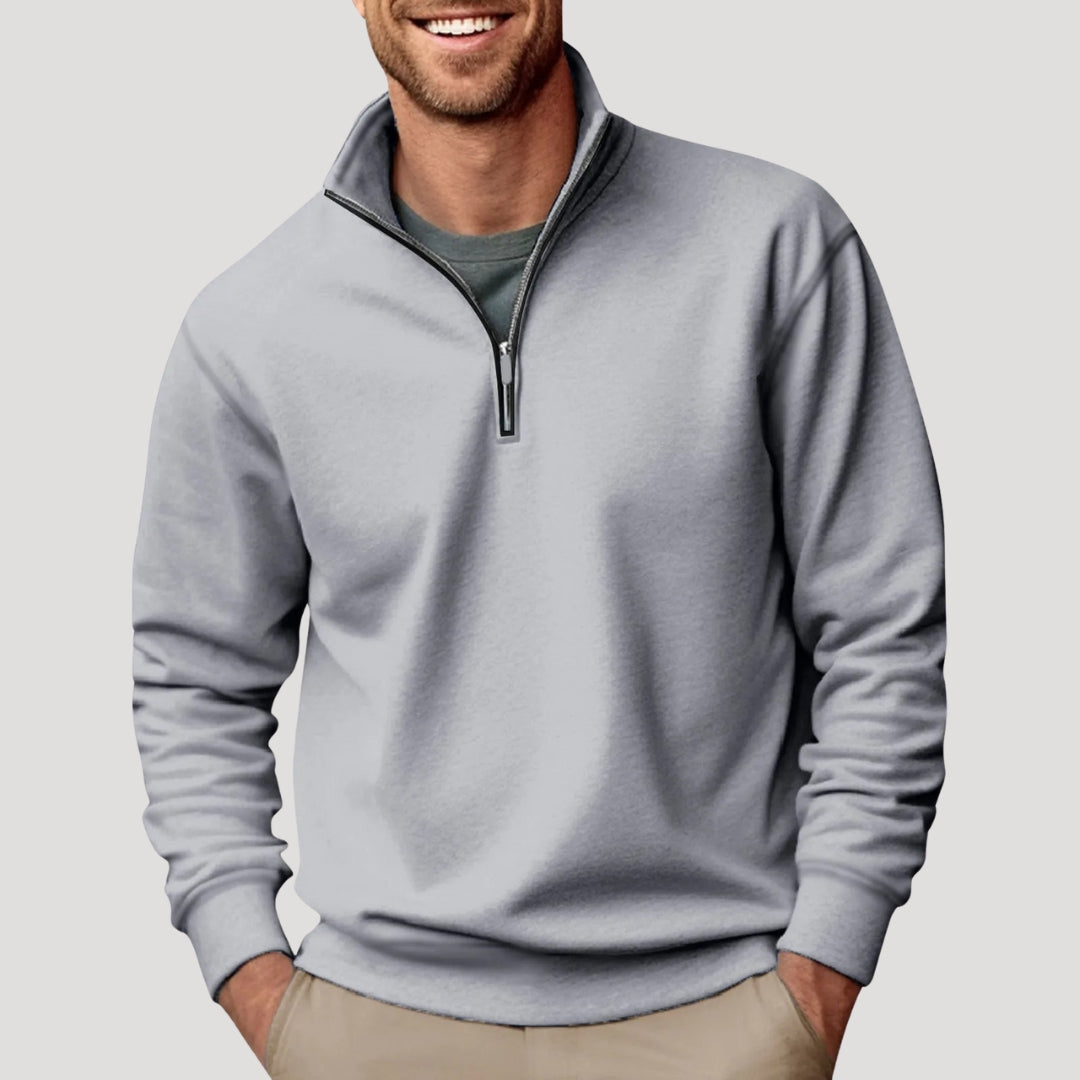 Herre quarter zip sweatshirt med høj krave