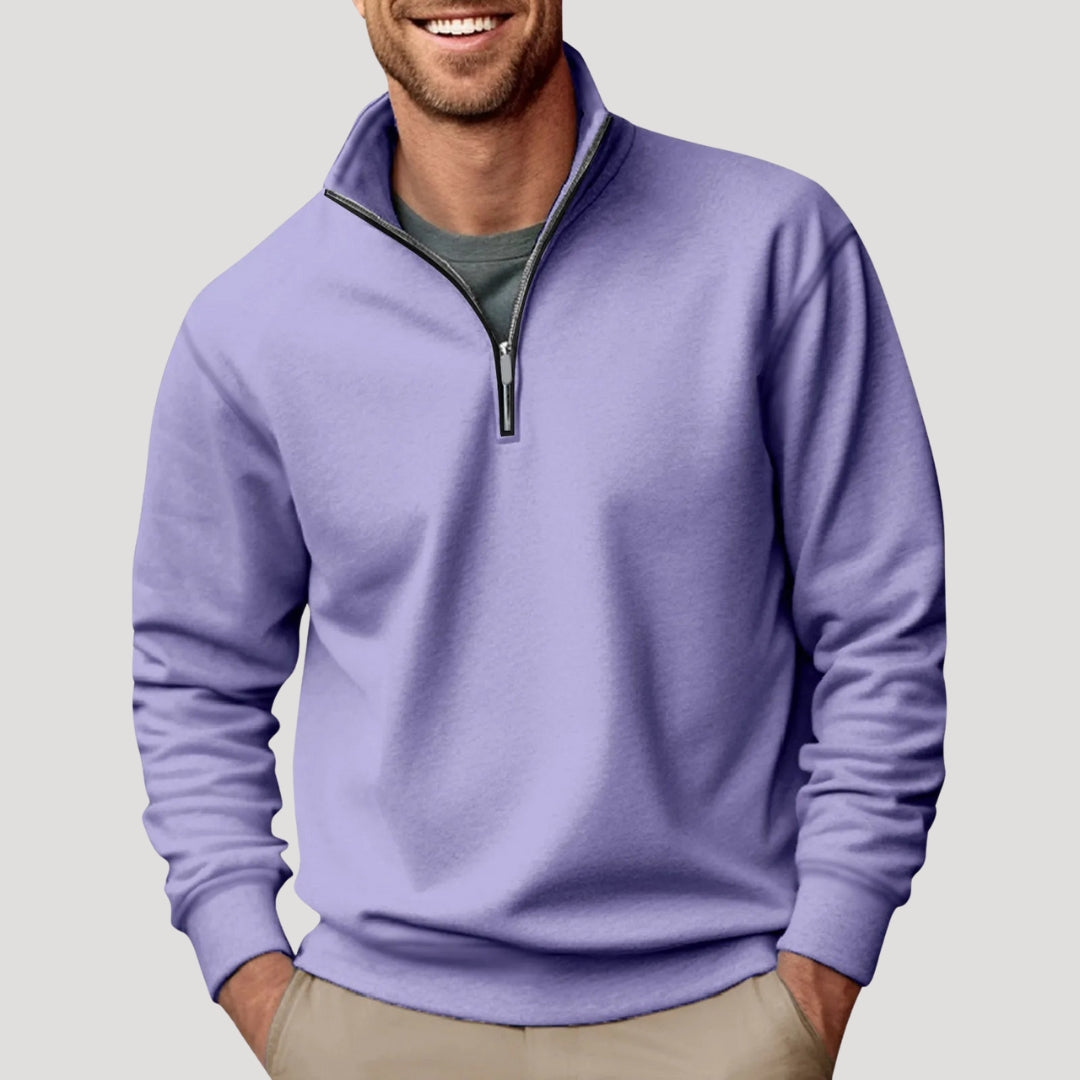 Herre quarter zip sweatshirt med høj krave