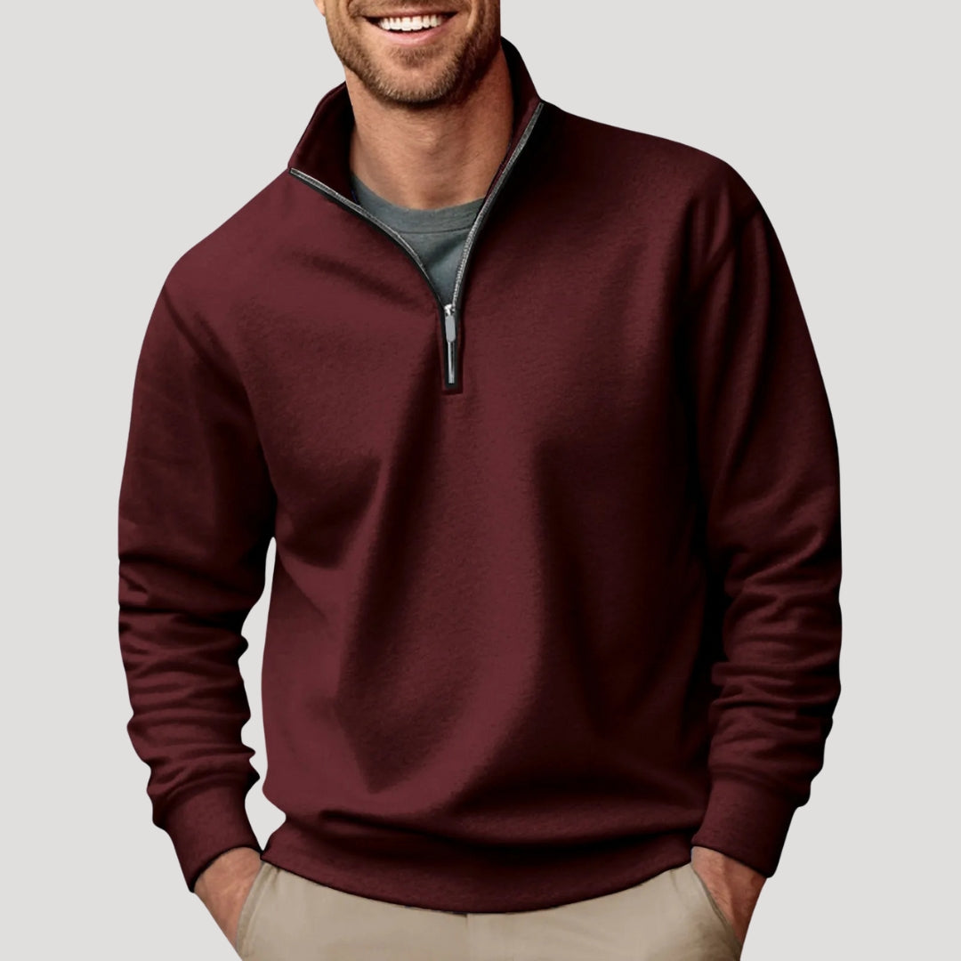 Herre quarter zip sweatshirt med høj krave