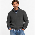Herre ribstrikket sweater med kvart lynlås