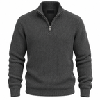 Herre ribstrikket sweater med kvart lynlås