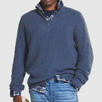 Herre ribstrikket sweater med kvart lynlås