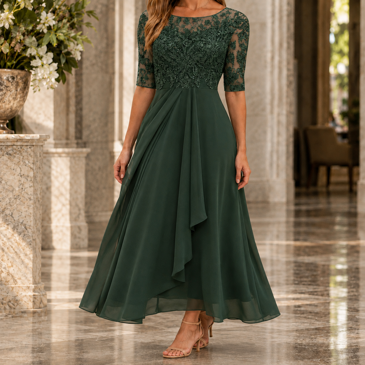 Blonde midikjole dame – Grøn