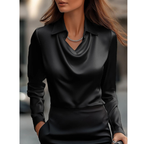 Satinbluse dame – Sort