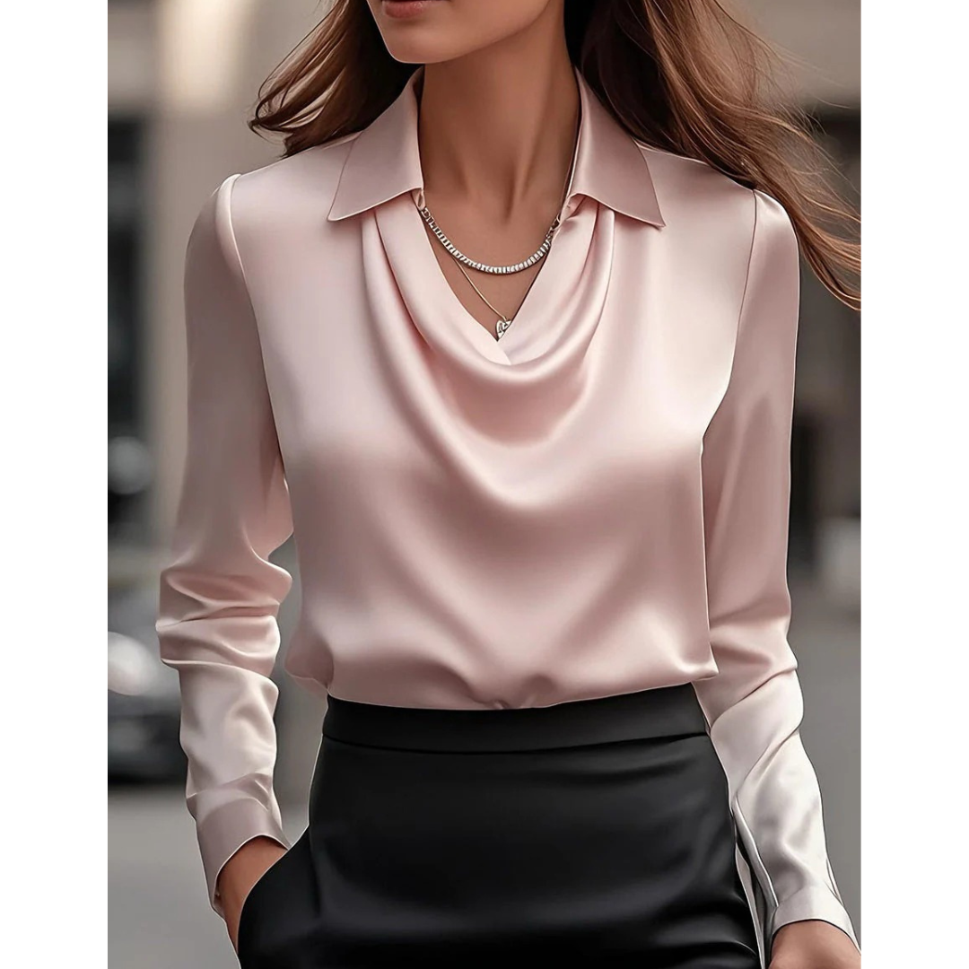 Satinbluse dame – Lyserød