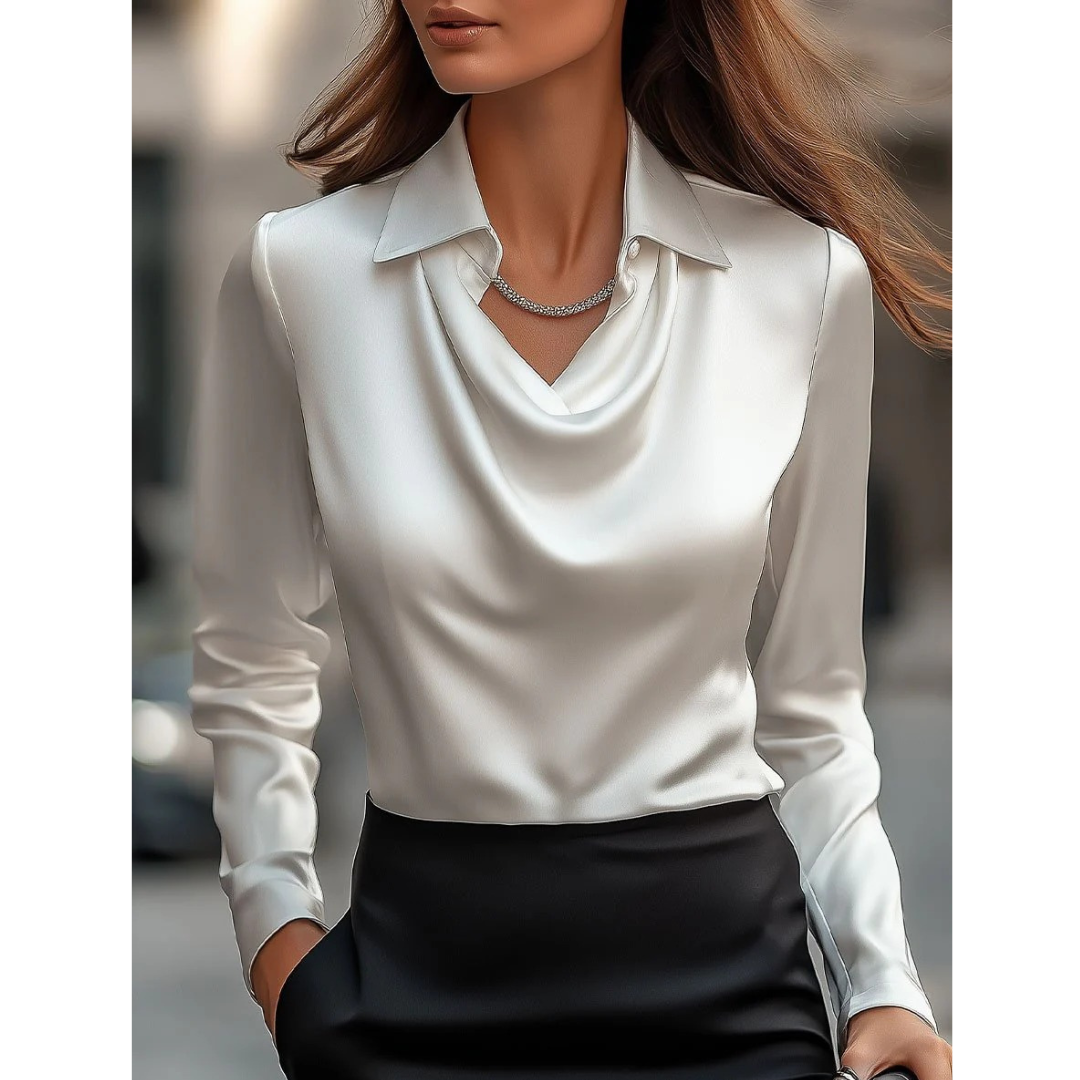 Satinbluse dame – Hvid