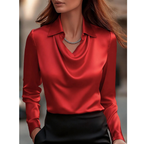 Satinbluse dame – Rød