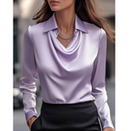 Satinbluse dame – Lavendel